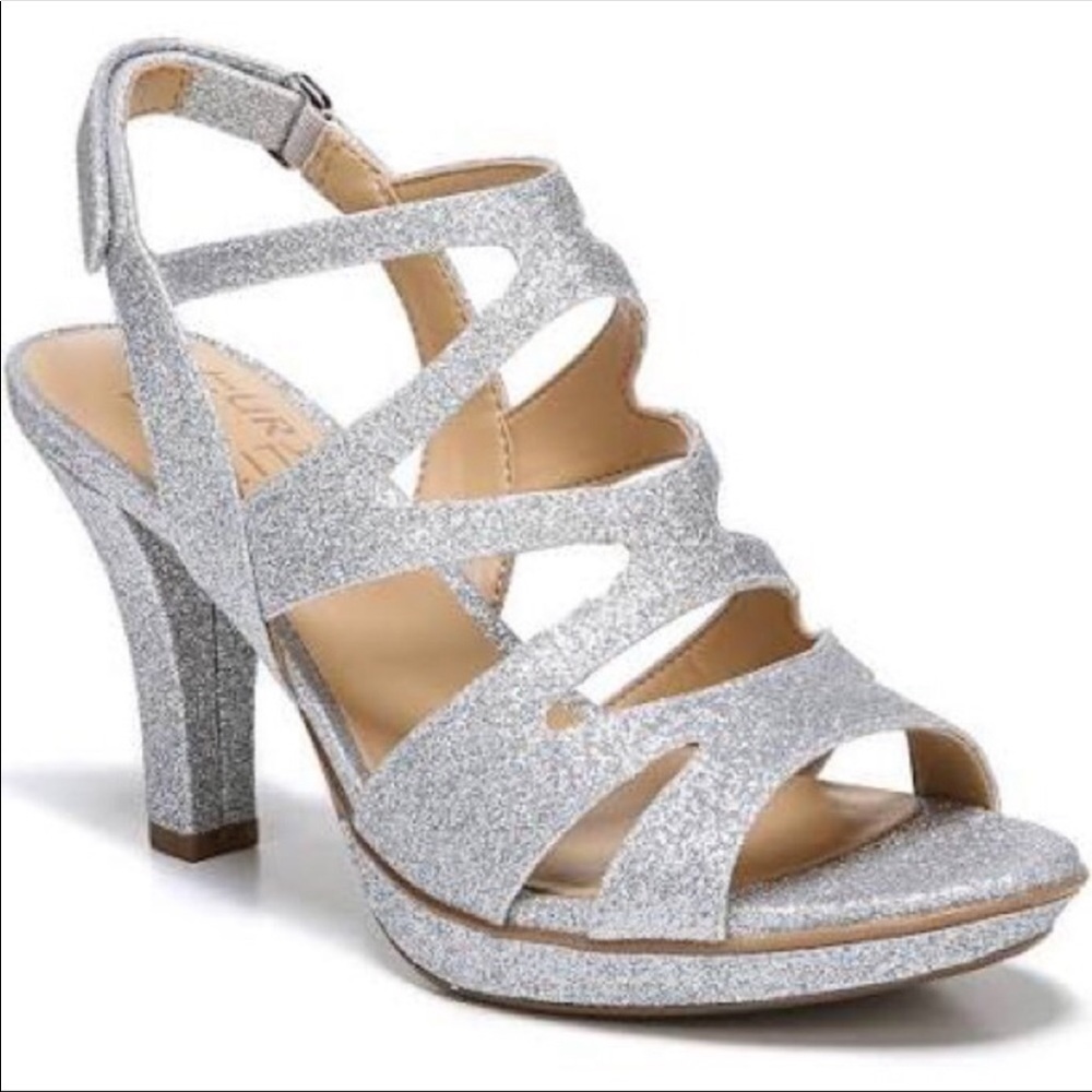 Naturalizer Dianna Silver Glitter Heels